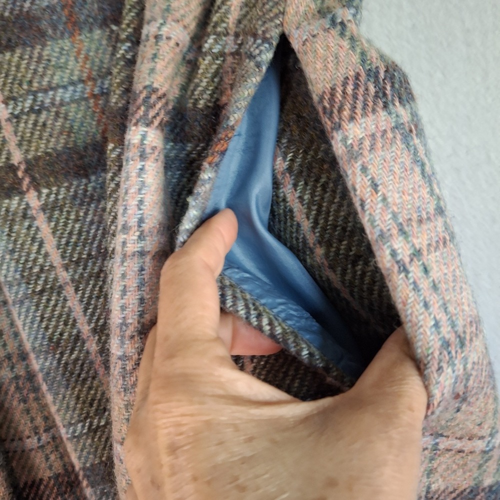 Vintage THE SPORTING‎ LIFE Size 10 Plaid Wool Skirt Brown Pink Zip Made In USA - Picture 5 of 14